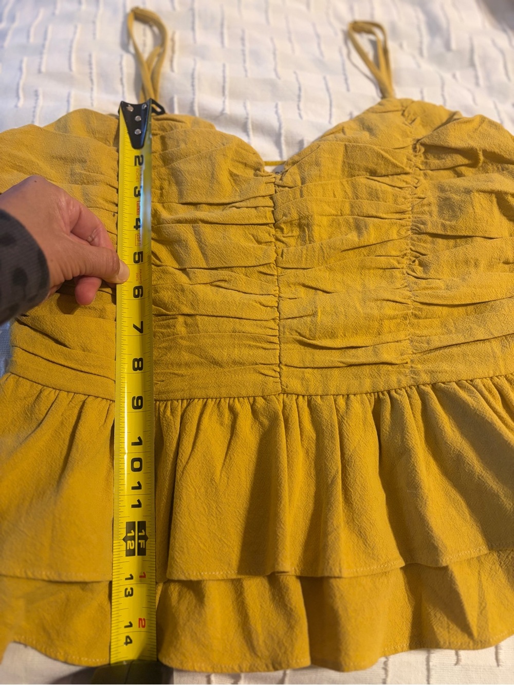 Essue Mustard Ruched Peplum Cami Top - Women - Picture 7 of 8